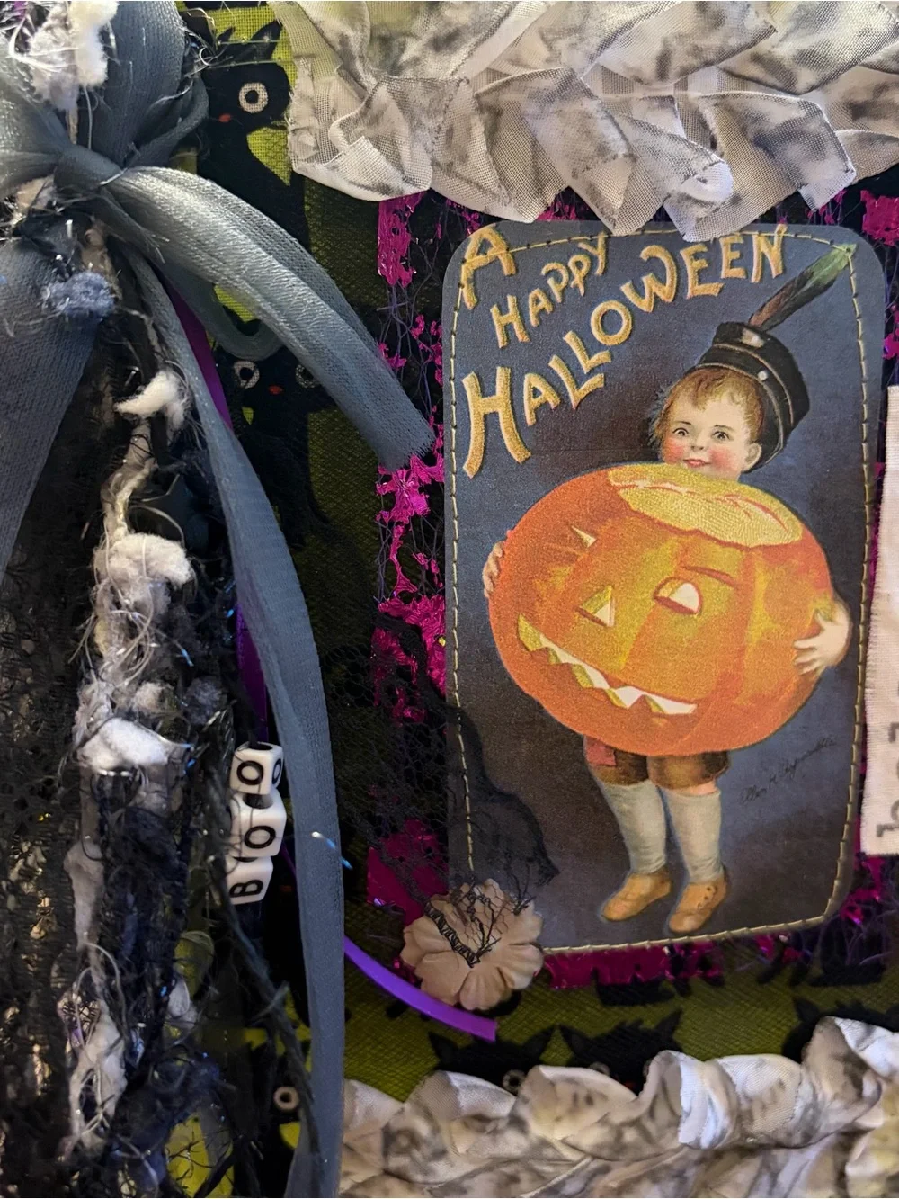 Halloween Junk Journal Black Cats Softcover 3 Signatures Decorated Handmade